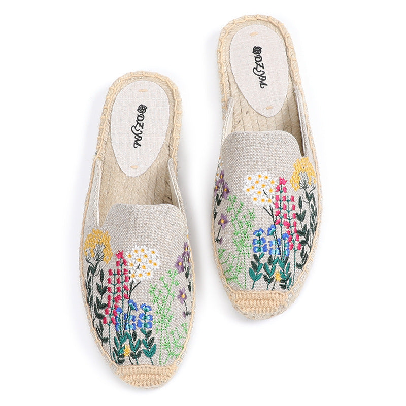 Women's Half Fisherman Flat Bottom Slip-on Lazy Sandals