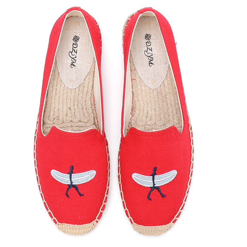 Women's Classic Style Fisherman Flat Spring Lazy Canvas Shoes
