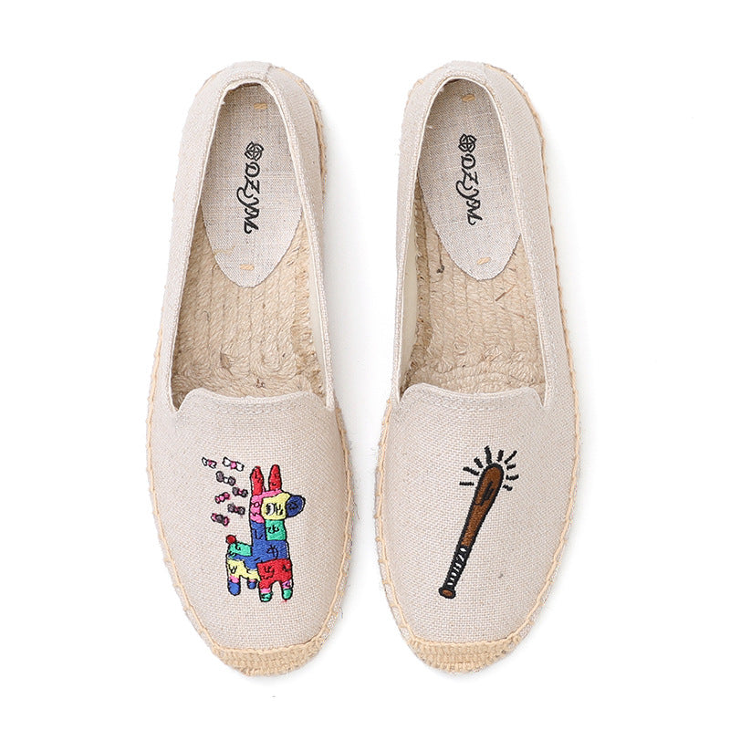 Women's Classic Style Fisherman Flat Spring Lazy Canvas Shoes