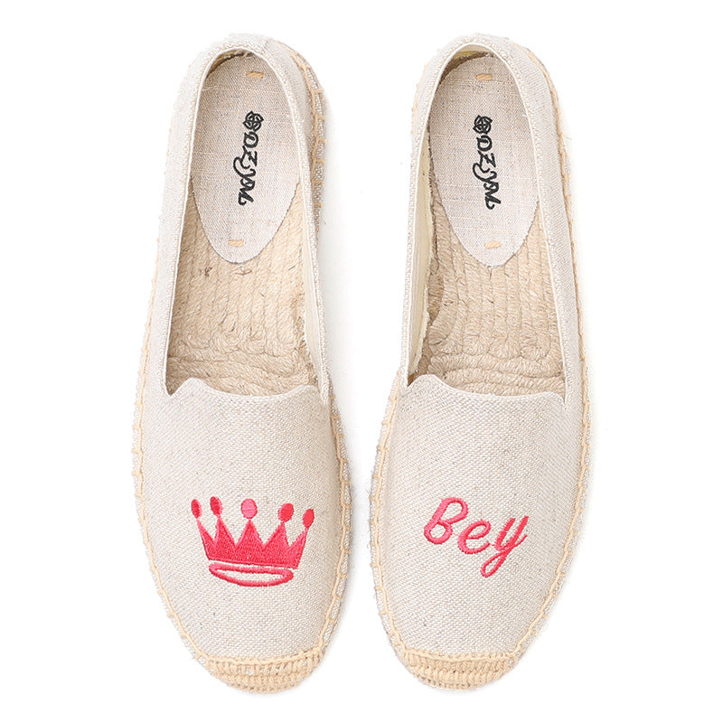 Women's Classic Style Fisherman Flat Spring Lazy Canvas Shoes