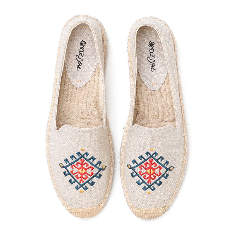 Women's Flat Classic Style Embroidered Slip-on Korean Canvas Shoes