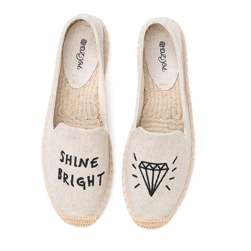 Women's Classic Style Fisherman Flat Spring Lazy Canvas Shoes