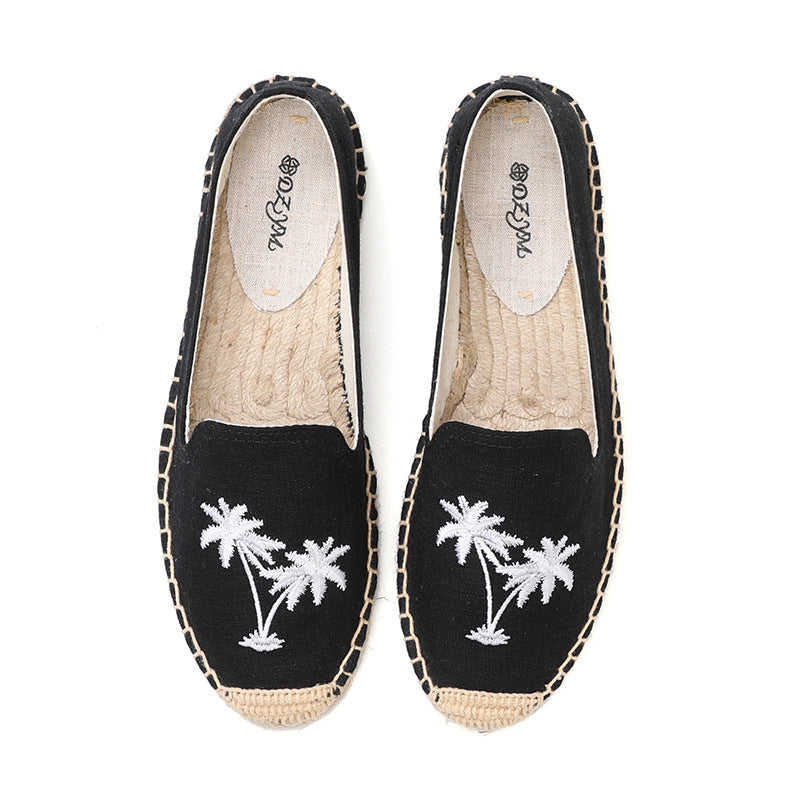 Women's Flat Classic Style Embroidered Slip-on Korean Canvas Shoes