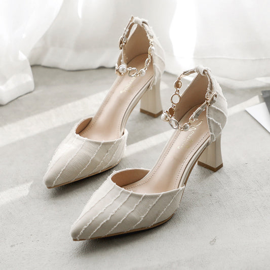 Women's Pointed High Toe Cap Pumps Hollow Sandals