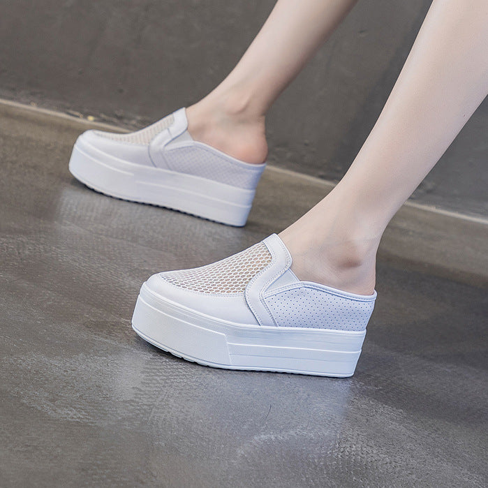 Women's High Wedge Half Hidden Platform White Sandals