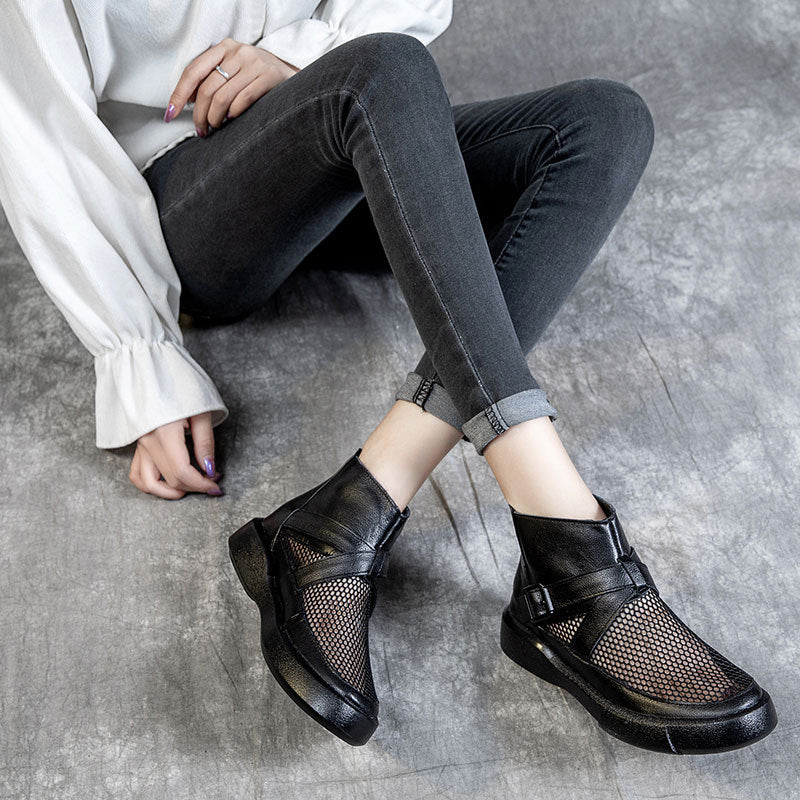 Women's Hollow Cross Mesh Ankle Soft Bottom Boots