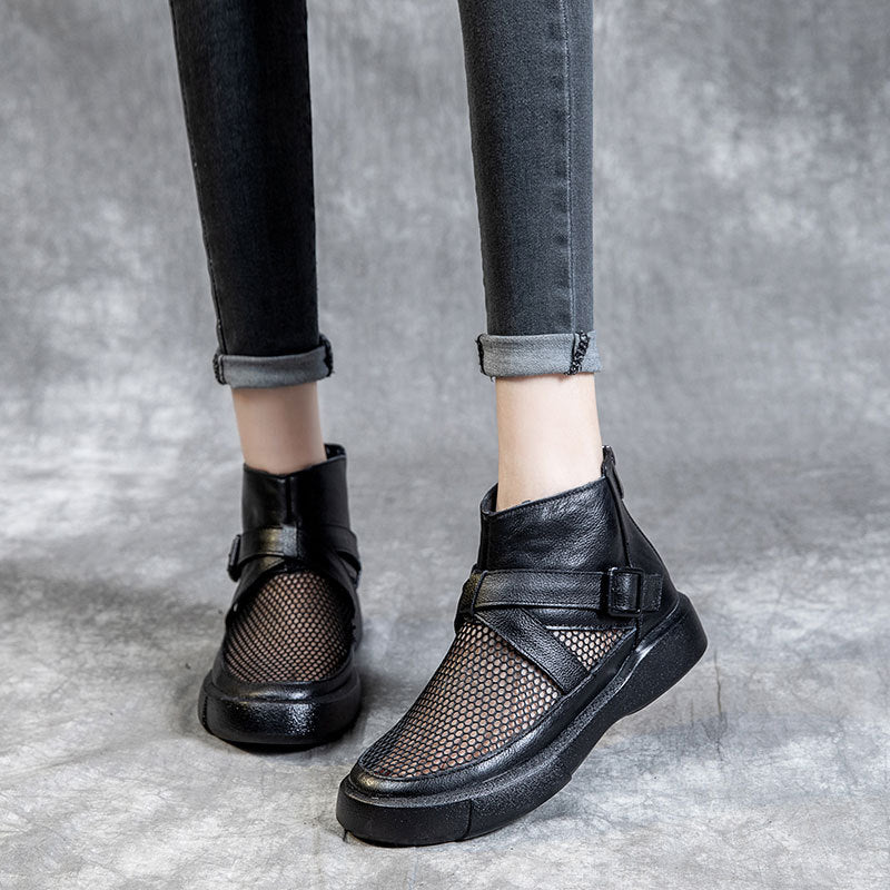 Women's Hollow Cross Mesh Ankle Soft Bottom Boots