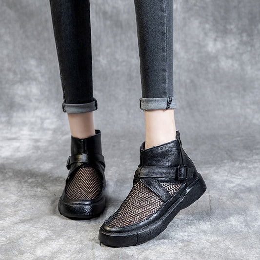 Women's Hollow Cross Mesh Ankle Soft Bottom Boots