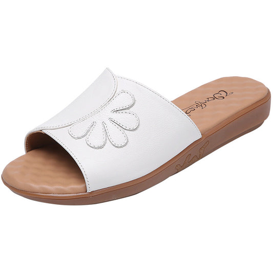 Women's Mom Genuine Flat Elderly For Outer Sandals