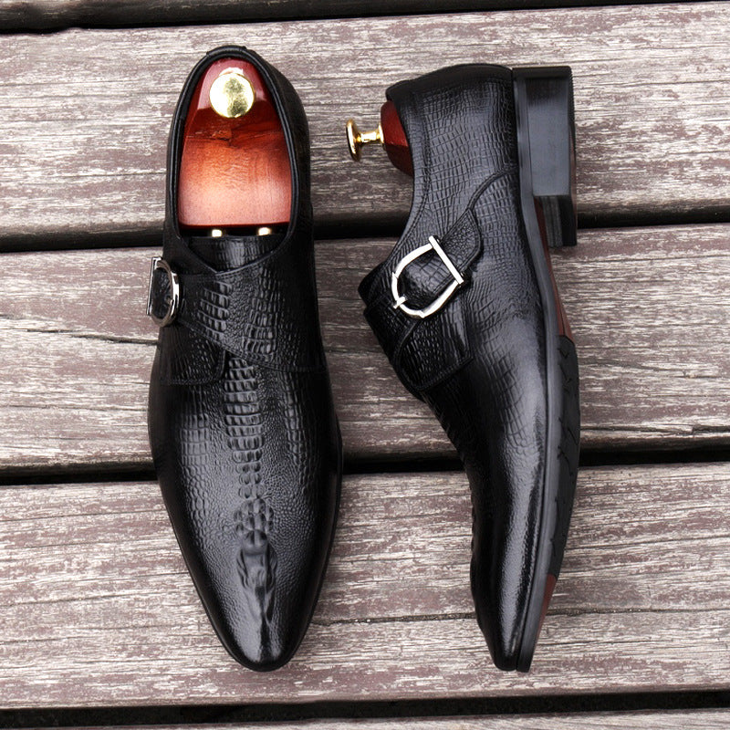 Men's Formal Wear British Korean Crocodile Pattern Leather Shoes