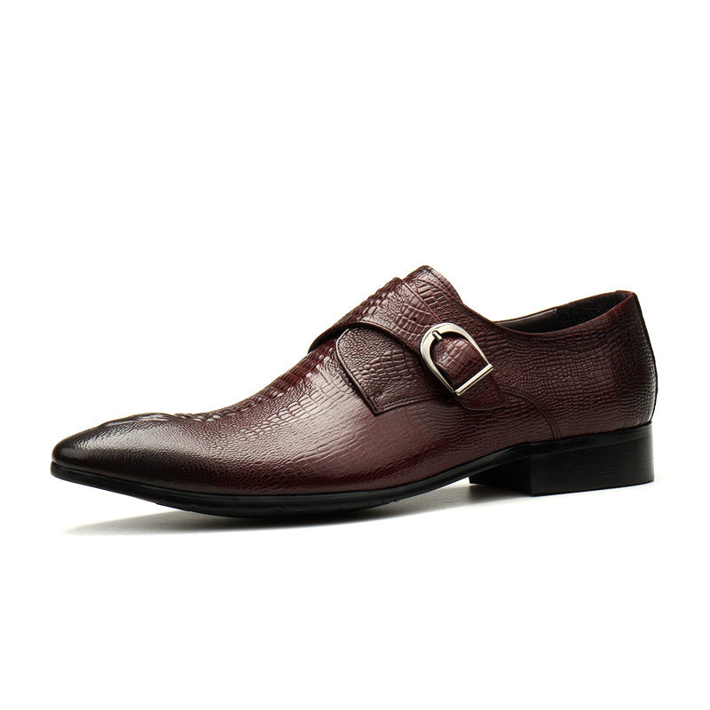 Men's Formal Wear British Korean Crocodile Pattern Leather Shoes
