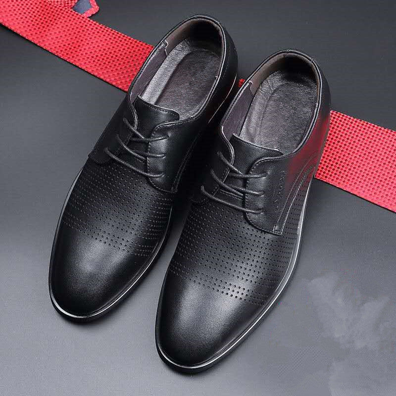 Men's Business Round Head Breathable Formal Wear Korean British Leather Shoes