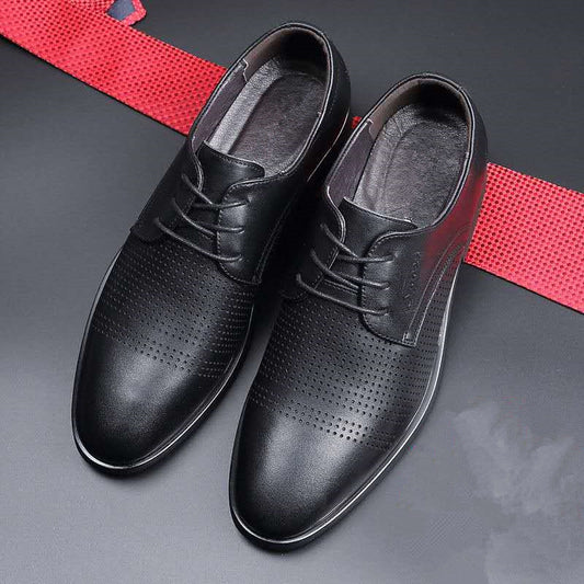 Men's Business Round Head Breathable Formal Wear Korean British Leather Shoes
