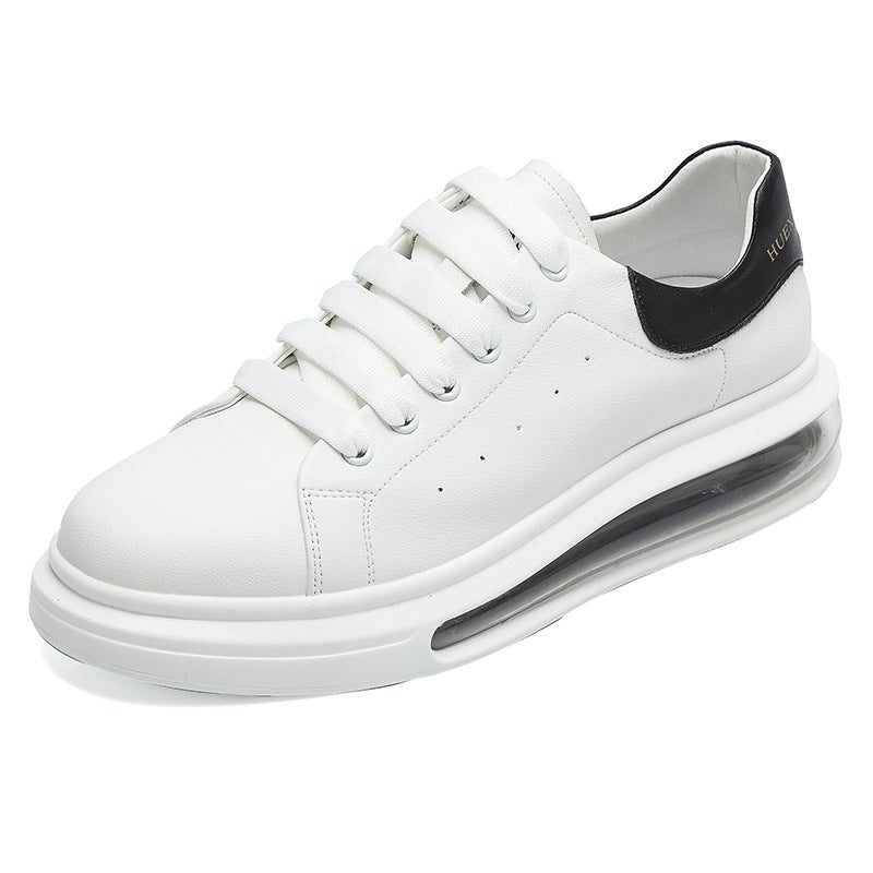 Men's Bottom Cowhide White Breathable Air Cushion Casual Shoes