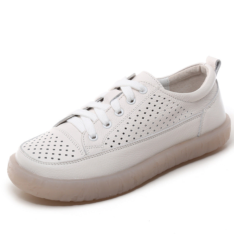 Women's Hole Hollow Out Flat Breathable White Sandals