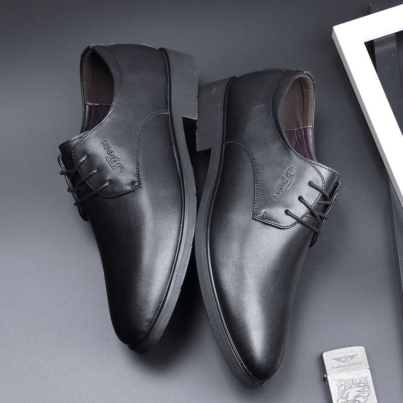Men's Business Round Head Breathable Formal Wear Korean British Leather Shoes