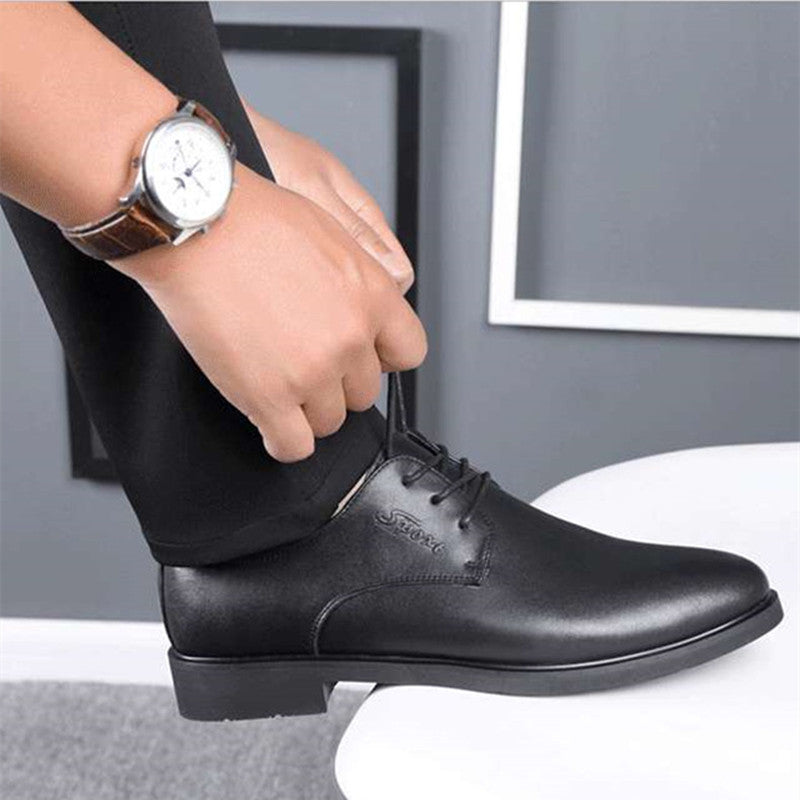 Men's Business Round Head Breathable Formal Wear Korean British Leather Shoes