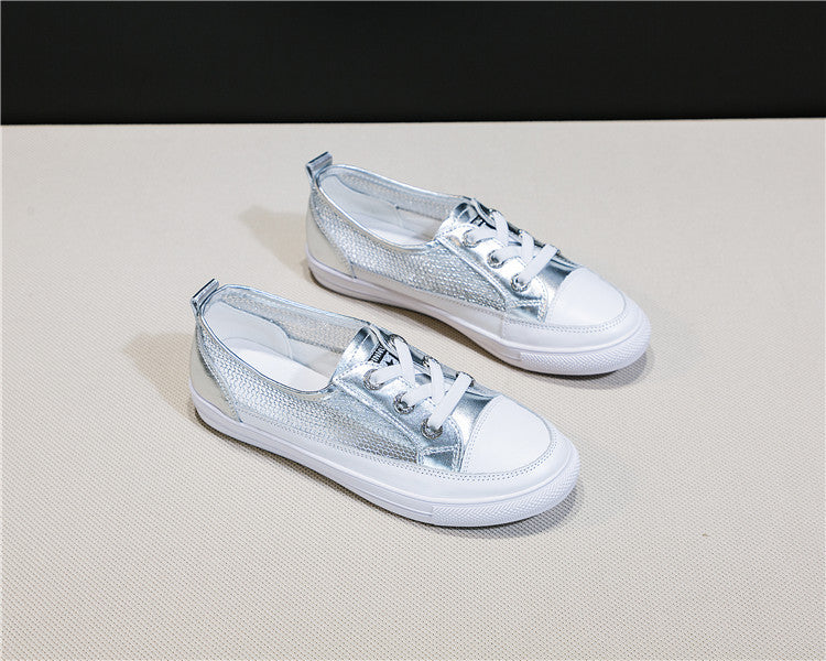 Women's Hollow White Genuine Flat Bottom Comfort Versatile Breathable Plus Women's Shoes