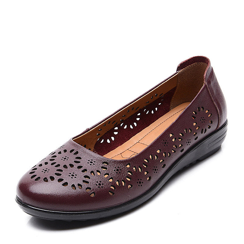 Women's Summer Genuine Flat-heeled Mom Soft Soled Sandals