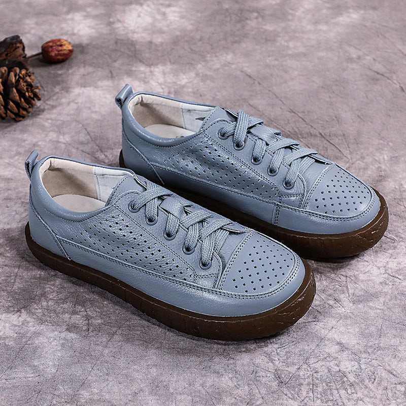 Women's Hole Hollow Out Flat Breathable White Sandals