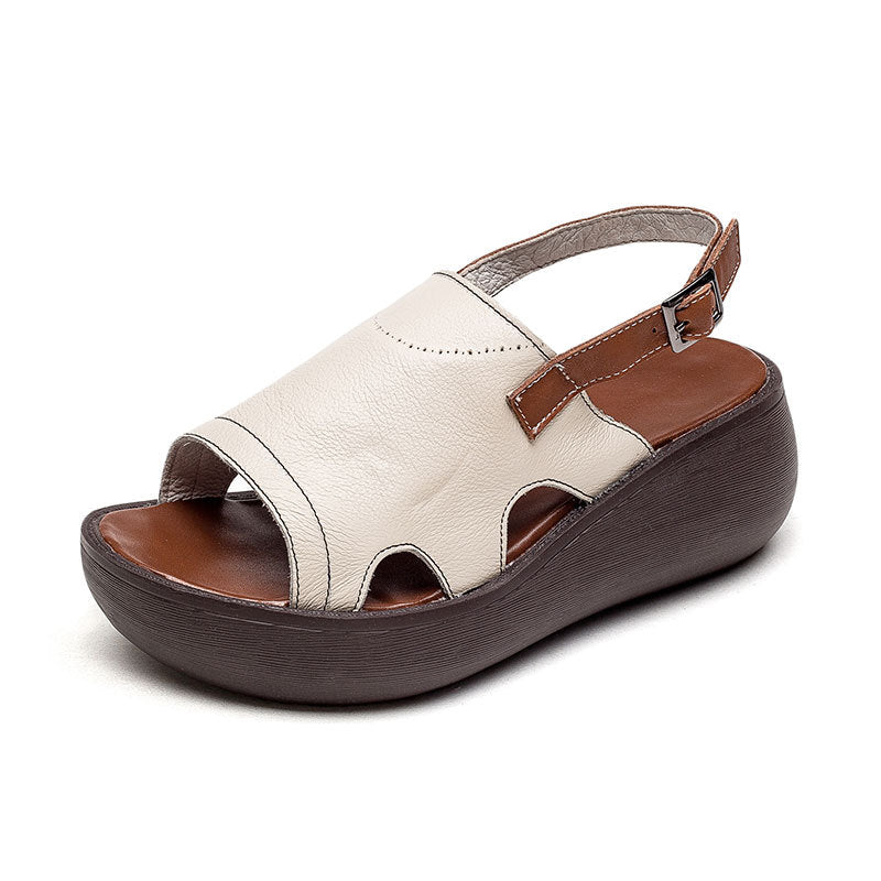 Women's Cowhide Trendy Soft Bottom Sister Flat Sandals