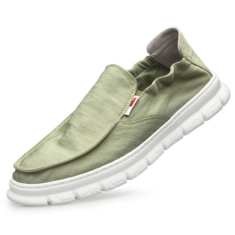 Men's Cloth Green Versatile Lightweight Soft Sole Lazy Comfortable Sneakers