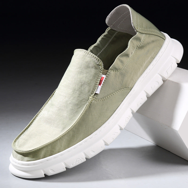Men's Cloth Green Versatile Lightweight Soft Sole Lazy Comfortable Sneakers