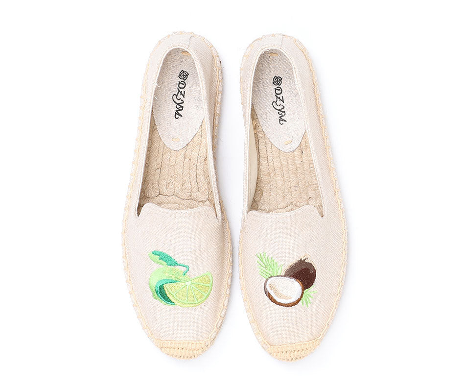Women's & Men's Flat Classic Style Slip-on Linen Straw Canvas Shoes