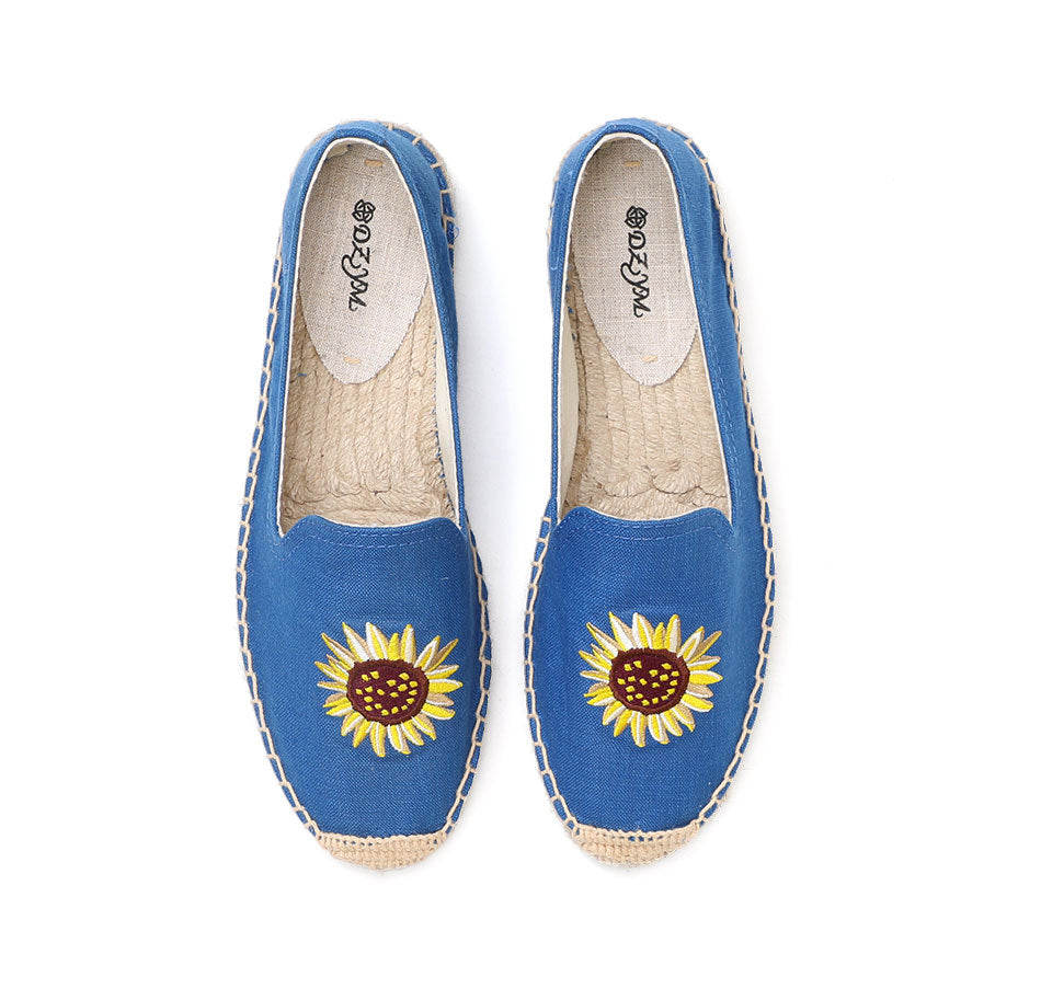 Women's & Men's Flat Classic Style Slip-on Linen Straw Canvas Shoes
