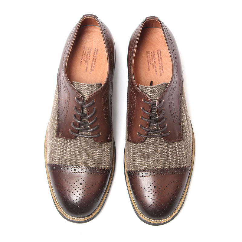 Men's British Fashion Genuine Retro Business Brogue Leather Shoes
