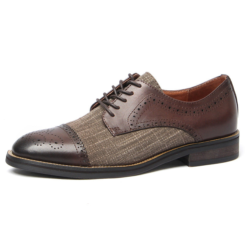 Men's British Fashion Genuine Retro Business Brogue Leather Shoes