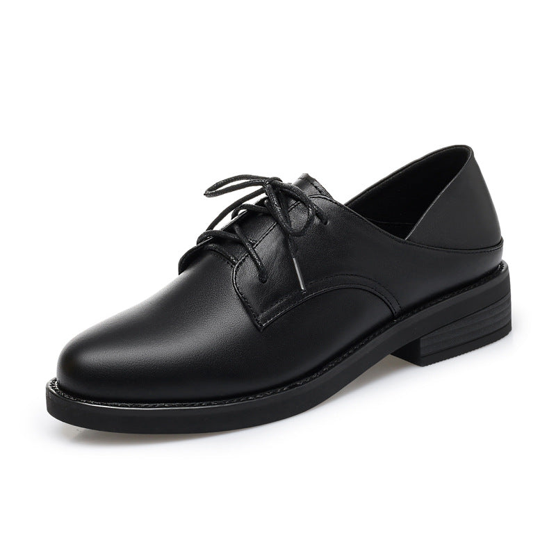 Women's Autumn Comfortable Flat Soft Leisure Black Leather Shoes