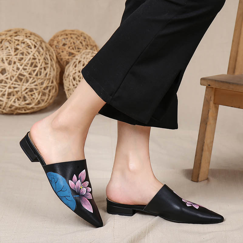 Women's Retro Ethnic Style Low Outdoor Wear Painted Sandals