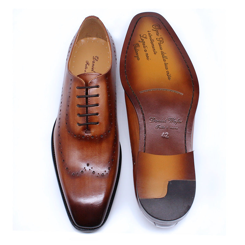 Men's Business Carved British Brogue Korean Formal Leather Shoes