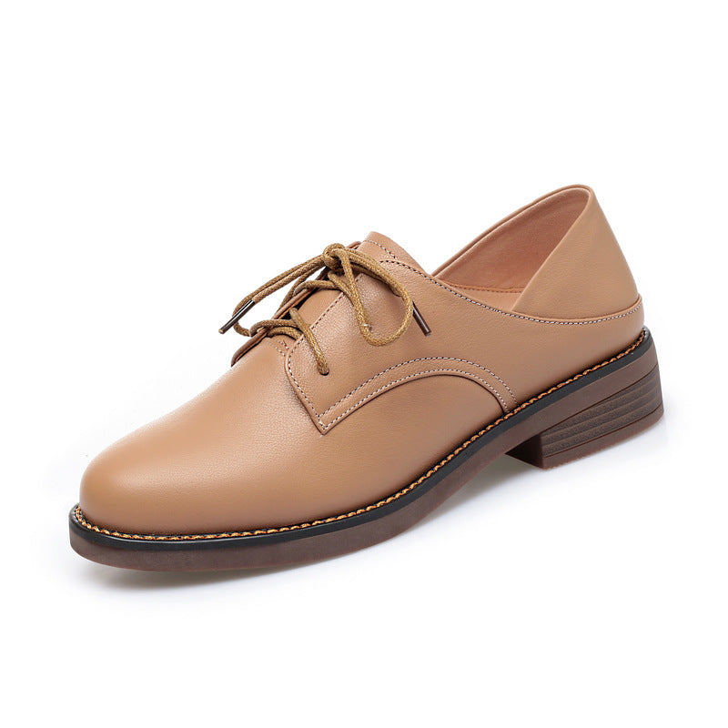 Women's Autumn Comfortable Flat Soft Leisure Black Leather Shoes