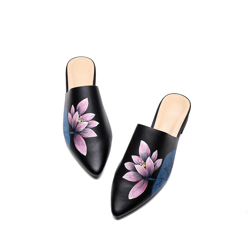 Women's Retro Ethnic Style Low Outdoor Wear Painted Sandals