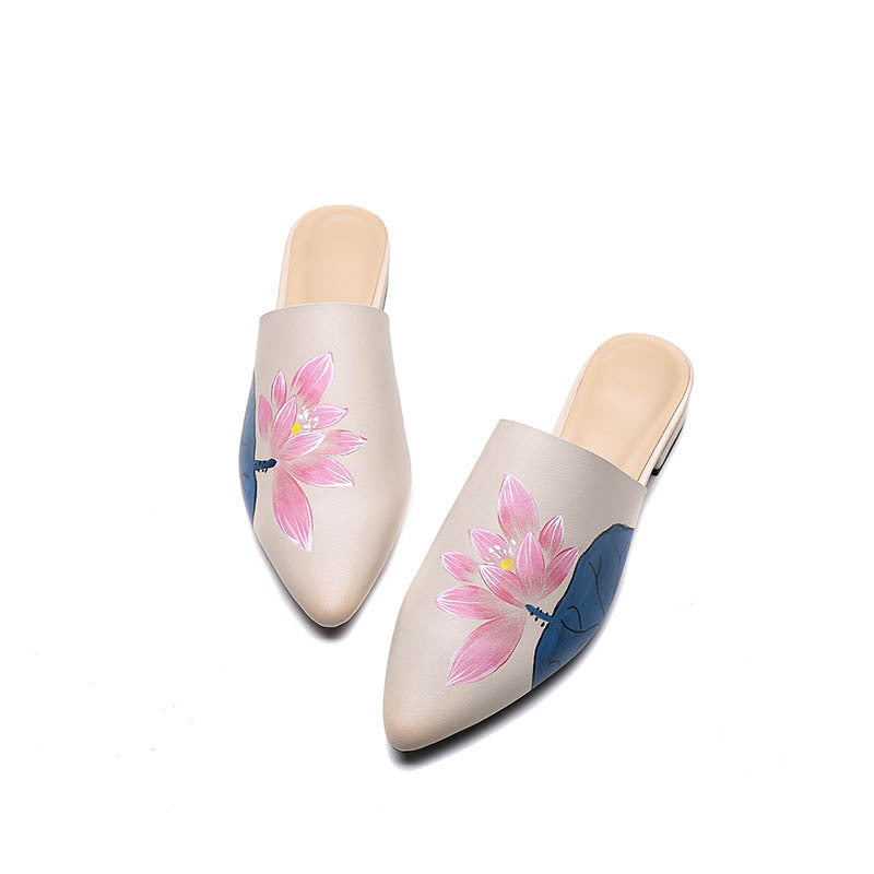 Women's Retro Ethnic Style Low Outdoor Wear Painted Sandals
