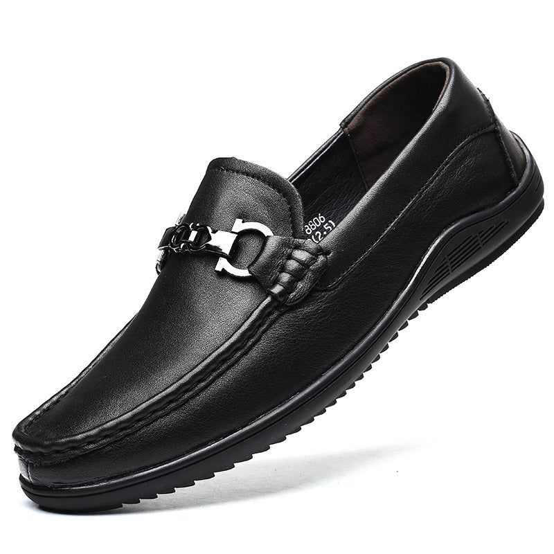 Men's First Layer Cowhide Genuine Crocodile Pattern Leisure Slip On Plus Men's Shoes