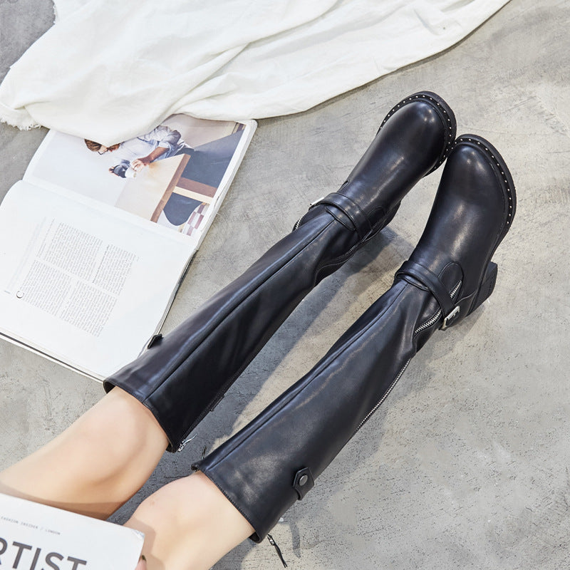 Women's Korean Chunky Long Knight High Leg Boots