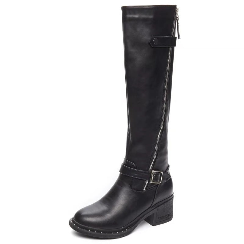 Women's Korean Chunky Long Knight High Leg Boots