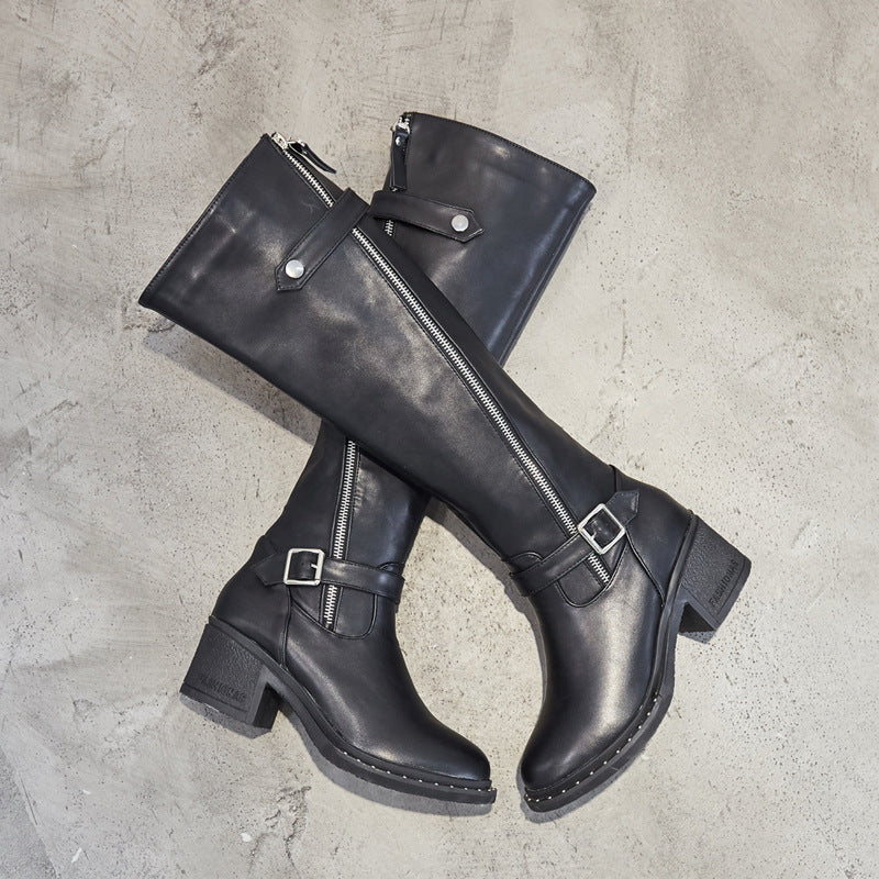 Women's Korean Chunky Long Knight High Leg Boots
