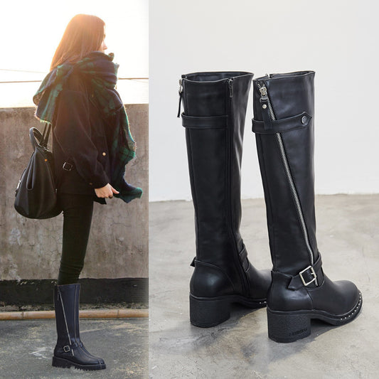 Women's Korean Chunky Long Knight High Leg Boots