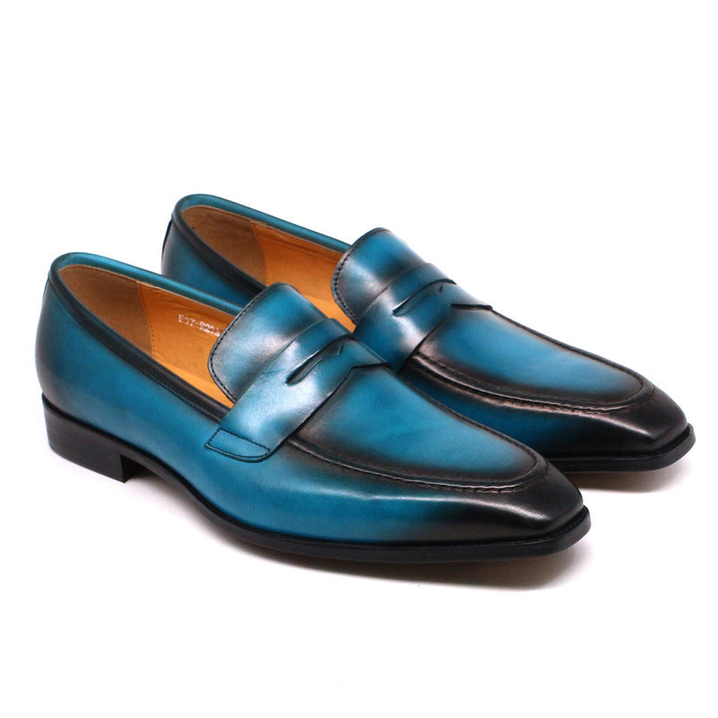 Men's Fashion Penny Top Layer Cowhide Slip-on Leather Shoes