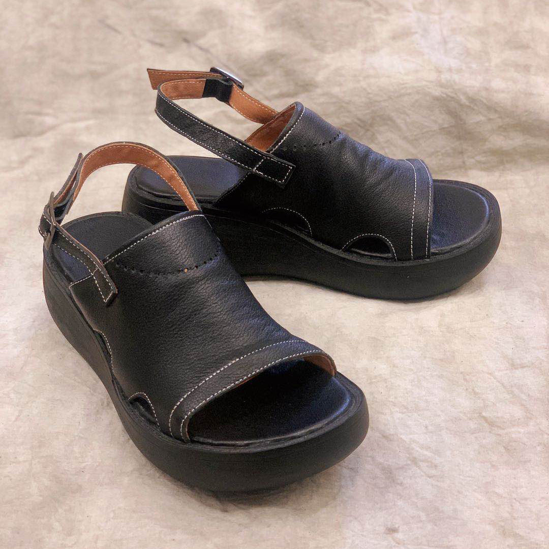 Women's Cowhide Trendy Soft Bottom Sister Flat Sandals