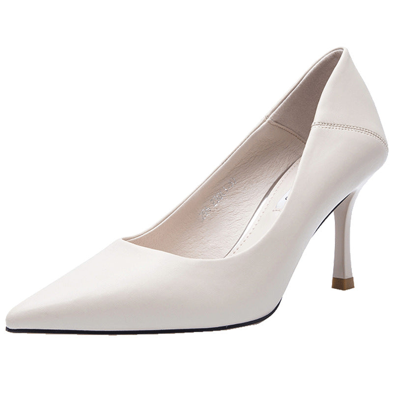 Women's Bird Versatile Beige High Pointed Stiletto Women's Shoes