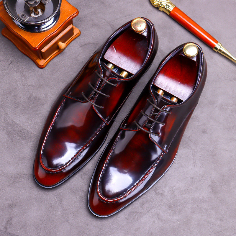 Men's Green Formal Driving Shiny Patent Leather Shoes