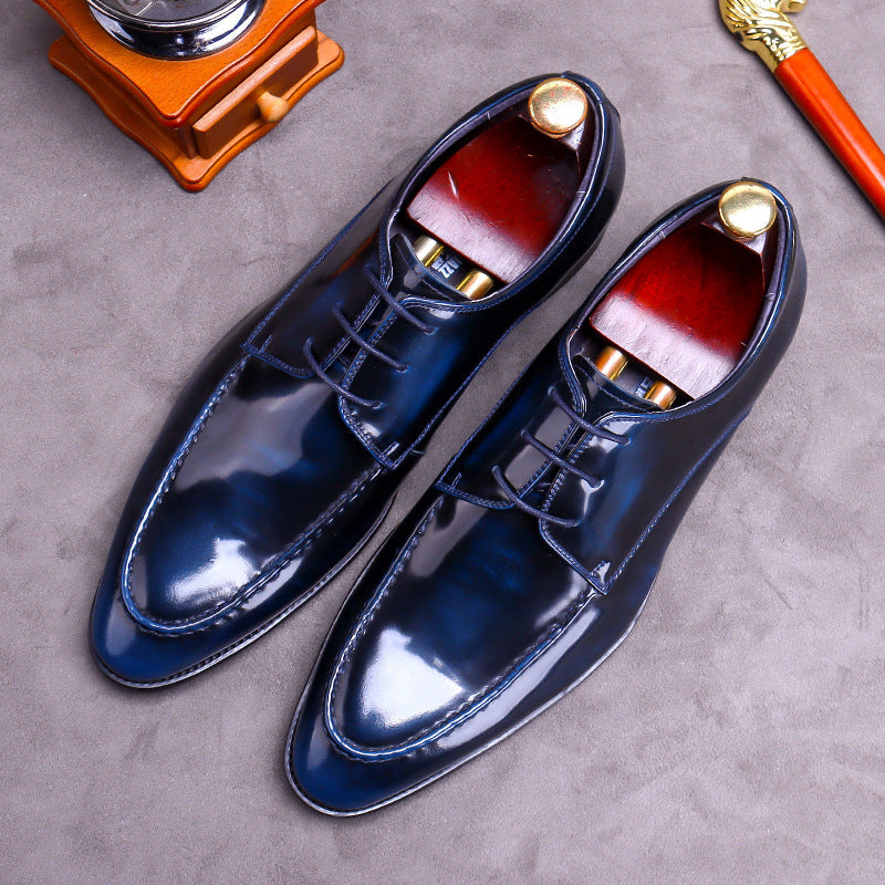 Men's Green Formal Driving Shiny Patent Leather Shoes