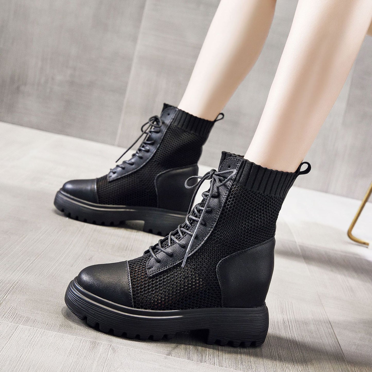 Women's Martin British Style Summer Thin Thick Bottom Socks Boots