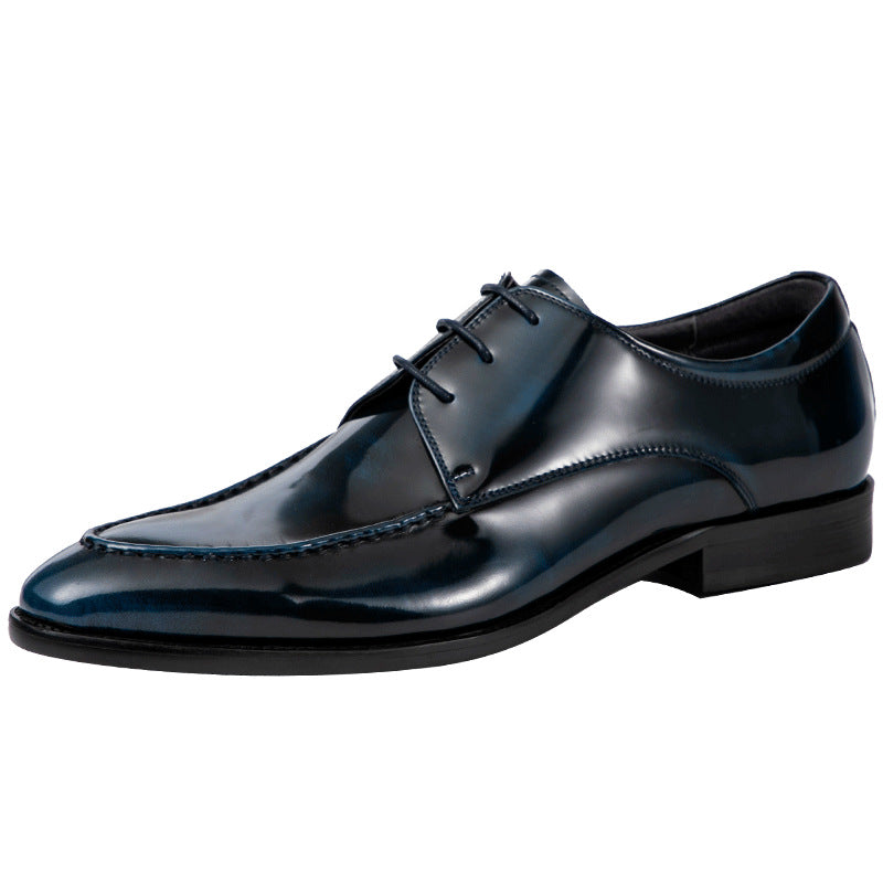 Men's Green Formal Driving Shiny Patent Leather Shoes