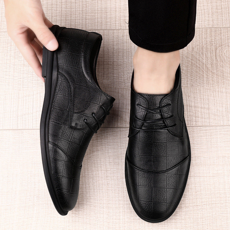 Men's Business Four Pumps Wedding Top Layer Leather Shoes